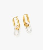 Ovate Double Link Hoop Earrings
